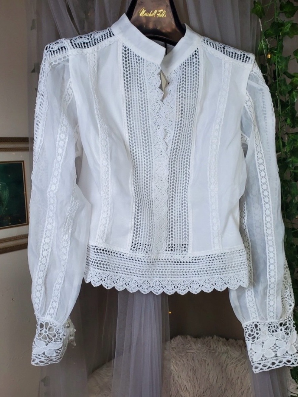 Commense White Crochet Lace Maxi set Long Sleeves - Picture 5 of 9